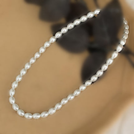 Oval Glass Pearl Chain Necklace - FASHION SHEGOODS LLC