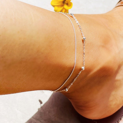 Metal Thick Chain Double Ankle Bracelet for Women