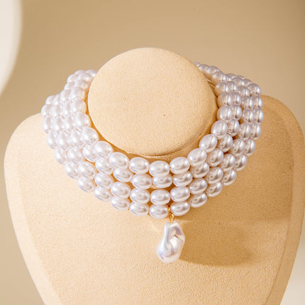 Multilayer Necklace Simple Pearl Choker Elegance Bridal Wedding Jewelry - FASHION SHEGOODS LLC