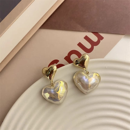 Double Heart Shape Stud Drop Earrings