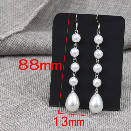 Elegant Women Long Tassel Pearl Earrings