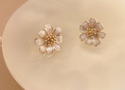 Enamel Petal Flower Earrings