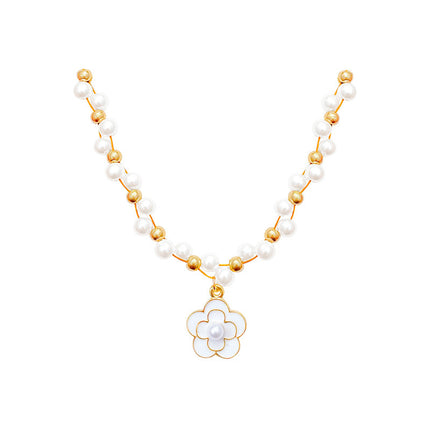 Pearl Camellia Necklace Women