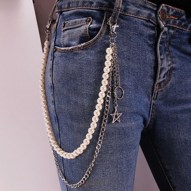 Punk Butterfly Pearl Pants Chains Hip-hop Pants Chain