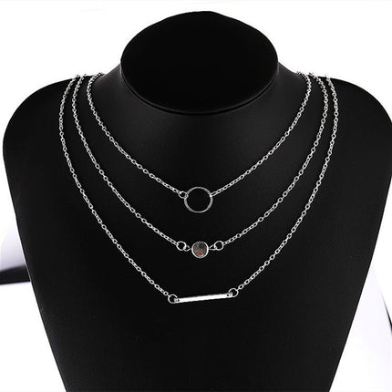 Multilayer Circles Geometric Round Chokers Necklaces - FASHION SHEGOODS LLC