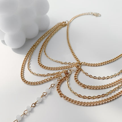 Shiny Beach Crystal Tassel Chain Anklet Multilayer Metal Anklet Jewelry