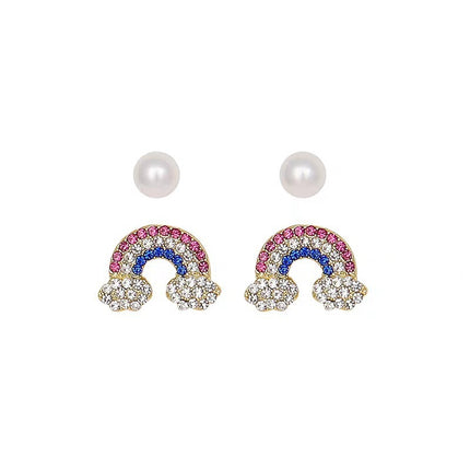 Colorful Rhinestone Rainbow Stud Earring