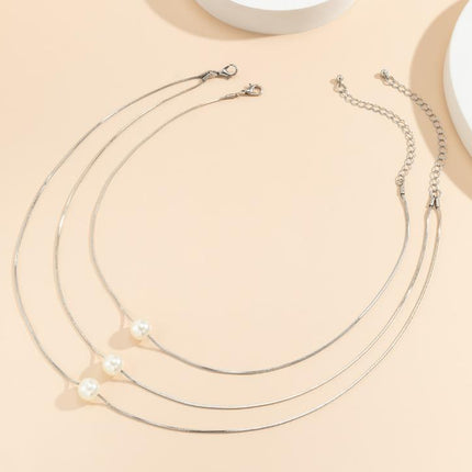 3-Layer Pearl Pendant Necklace - Fashionable Multi Strand Jewelry