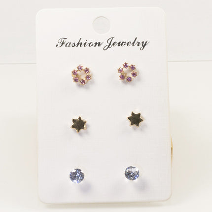 Cute cartoon flower stud earrings set