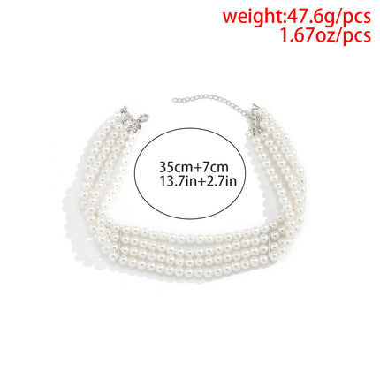Handmade Beaded Multi Layer Pearl Necklace Statement - FASHION SHEGOODS LLC