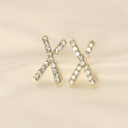 Rhinestone initial X Earring