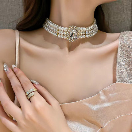 Multi Layer Pearl Beaded Necklaces Healing Crystal Jewelry Necklace - FASHION SHEGOODS LLC