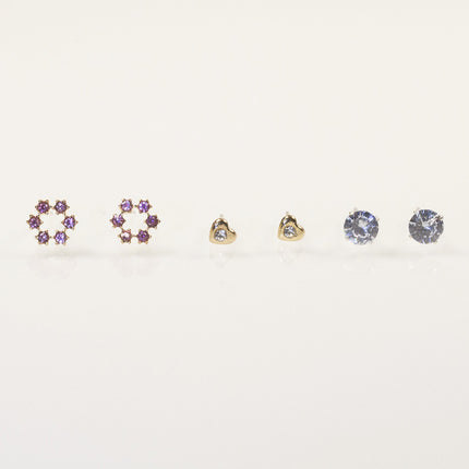 Heart Zircon Flower Earring Sets