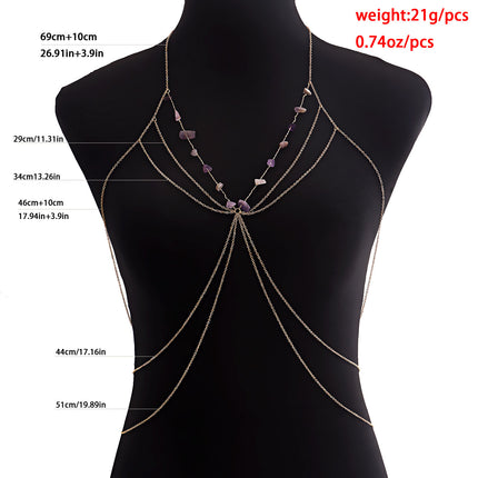 Stone Summer Body Jewelry Chain Beach Sexy Metal Chest Chain