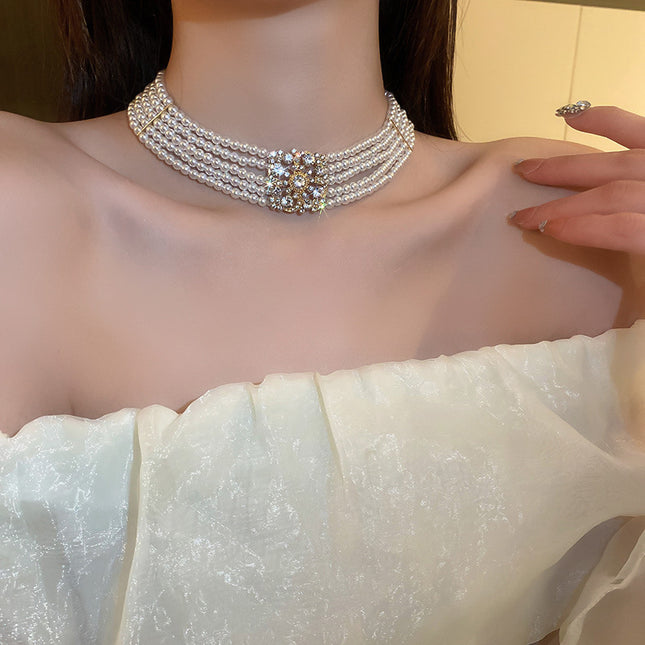 Multi Layer Pearl Beaded Necklaces Healing Crystal Jewelry Necklace