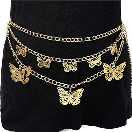 Hollow Butterfly Butterfly Belt Body Chain Shiny Waist Chain