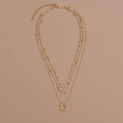 Simple Ring Double Layer Necklace Layered