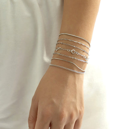 Women Simple Multi-layer Snake Bone Chain Bracelet Set