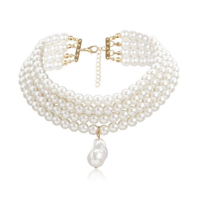 Multi Layer Baroque Pearl Choker Necklace for Women - FASHION SHEGOODS LLC