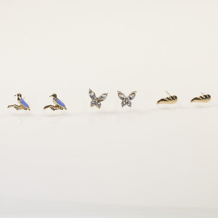 Bird butterfly stud earrings set