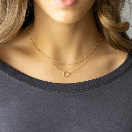 Simple Circle Double Layer Necklace Bead Chain