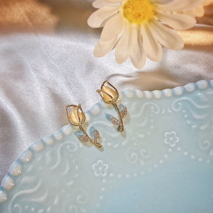 Opal Tulip Flower Earrings - FASHION SHEGOODS LLC