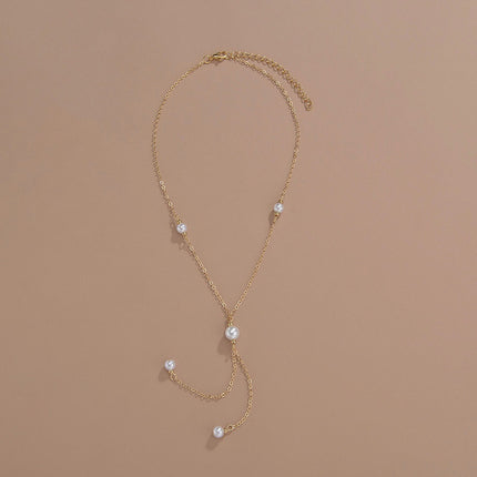 Bohemian White Imitation Pearl Tassel Necklace