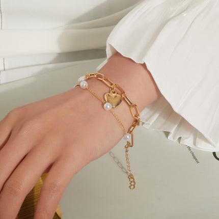 Mini Summer Pearl Bracelets Heart Charm
