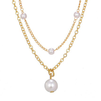Pearl Tassel Pendant Necklace Double Layer