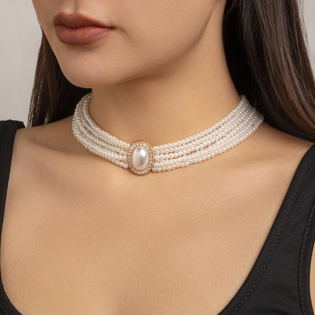 Elegant Multi Layered Layered Stone Necklace