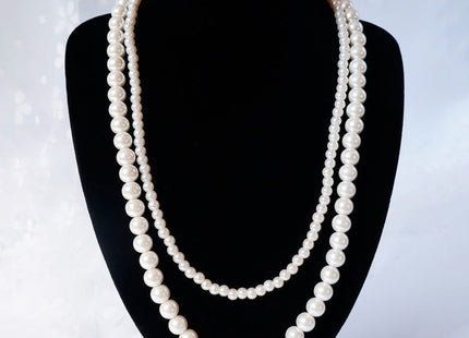 Double Layered Glass Pearl Statement Necklace Wedding