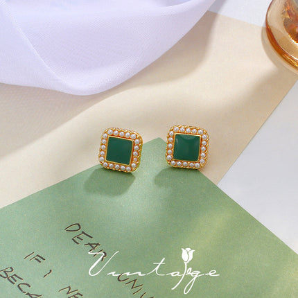 Geometric Pearl square Earrings - FASHION SHEGOODS LLC