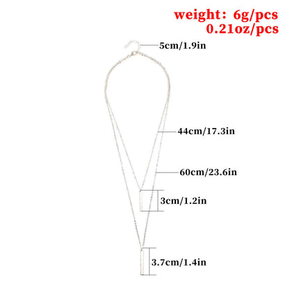 Layered Rectangular Pendant Necklace