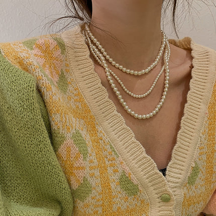 Multi-layer Artificial Pearl Beaded Necklace - FASHION SHEGOODS LLC