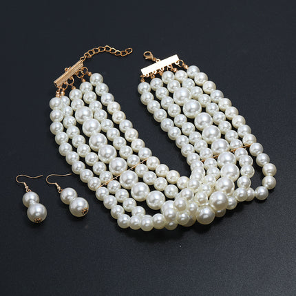 Pearl Multi Layer Jewelry Necklace Faux Pearl