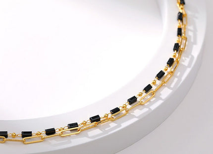 Beach Black Crystal Anklet Chain Layer Beaded Foot Bracelet