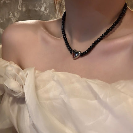 love Black Glass Bead Necklace