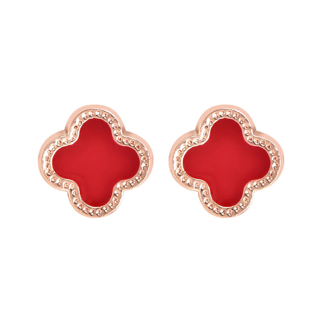 Lucky Four Leaf Flower Studs Earrings - FASHION SHEGOODS LLC