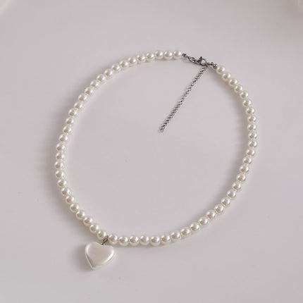 Vintage Pearl Choker Necklace Bohemia Heart Necklace