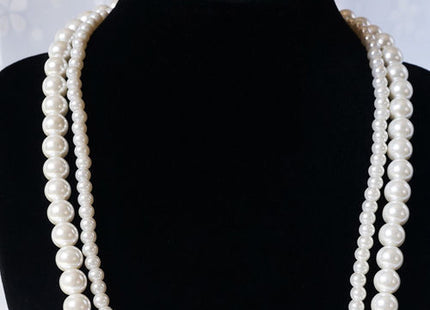 Double Layered Glass Pearl Statement Necklace Wedding