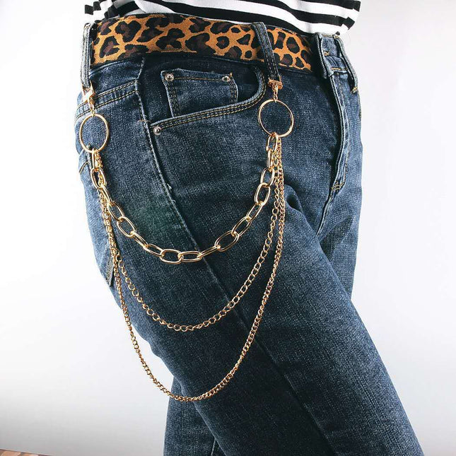 Three Layered Jeans Chain Punk Rocker Pants Chain