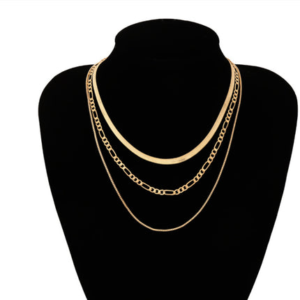 Vintage Layer Necklaces for Women Gold Set Cuban Link Snake Chain