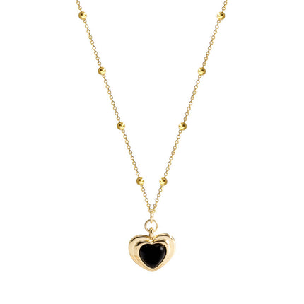 Women Black Heart Pendant Necklace