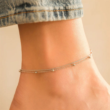 Metal Thick Chain Double Ankle Bracelet for Women