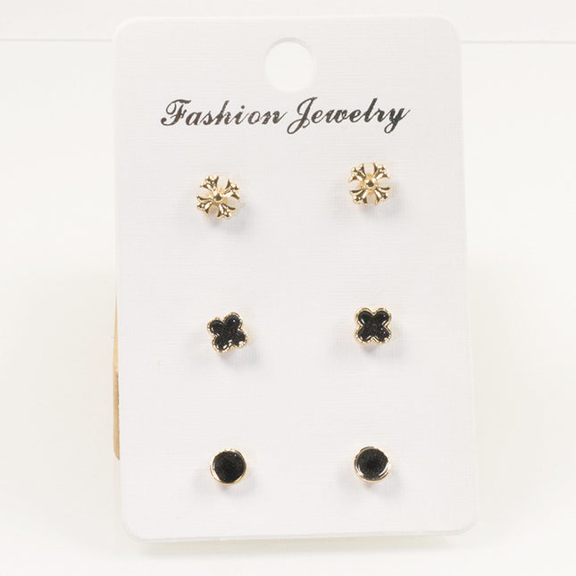 Clover flower stud earrings set