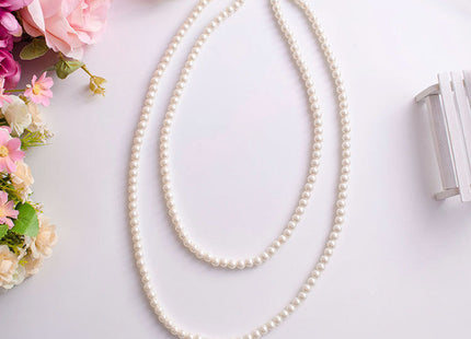 Multi Strand Glass Faux Pearl Layer Necklace for Women Girls