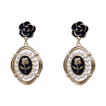 Enameled Pearl Beads Earrings