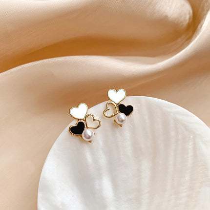 Women Cute White Enamel Heart Necklace