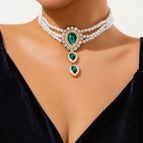 Green Necklace / Glass Pearl