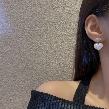 Heart Pearl Charm Drop Earring Earrings